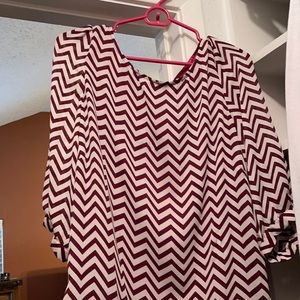 Chevron maroon and white dress